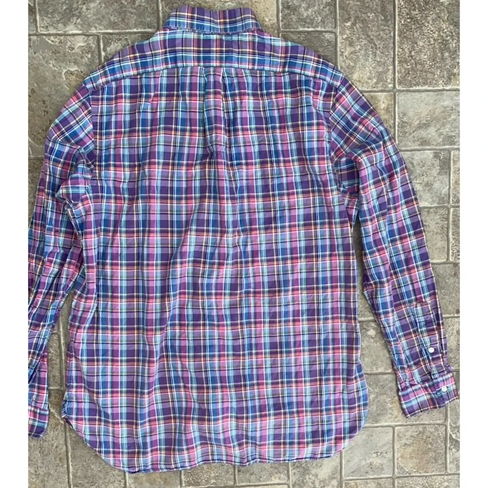 Polo Ralph Lauren Mens Long Sleeve Plaid Button Down Large Pink Purple‎